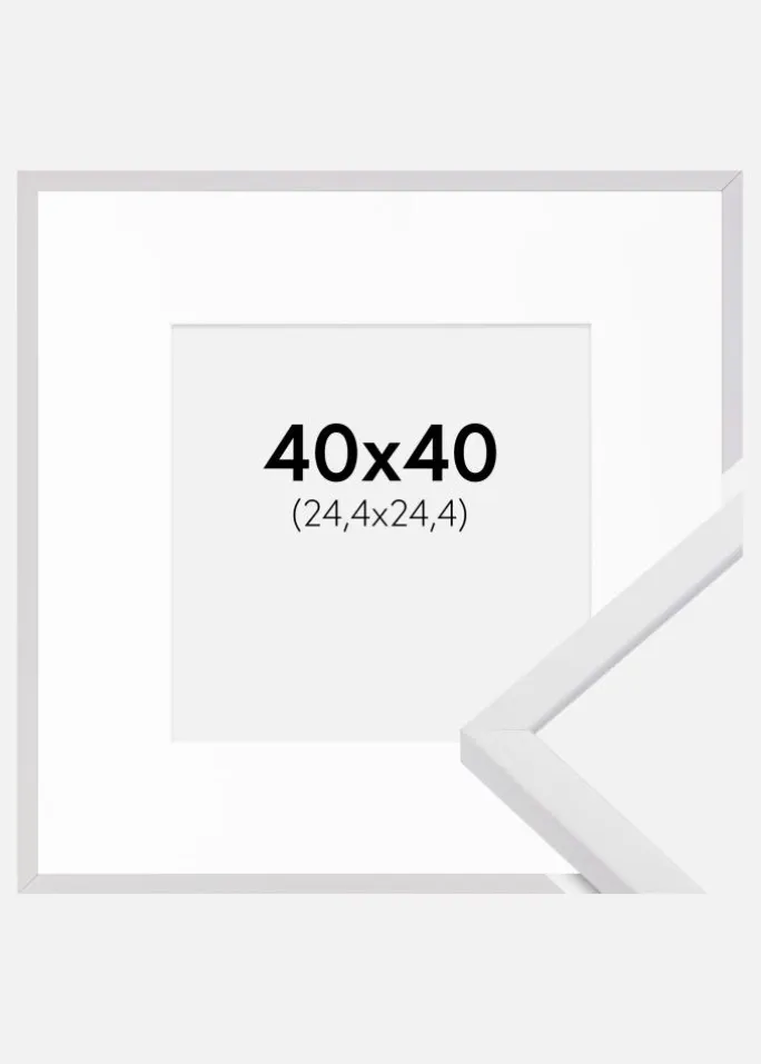 Ramme E-Line Hvid 40x40 cm - Passepartout Hvid 10x10 inches