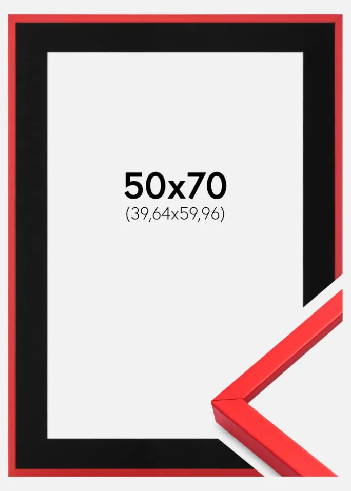 Ramme E-Line Rød 50x70 cm - Passepartout Sort 16x24 inches
