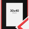 Ramme E-Line Rød 30x40 cm - Passepartout Sort 20x28 cm