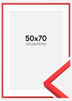 Ramme E-Line Rød 50x70 cm - Passepartout Hvid 16x24 inches