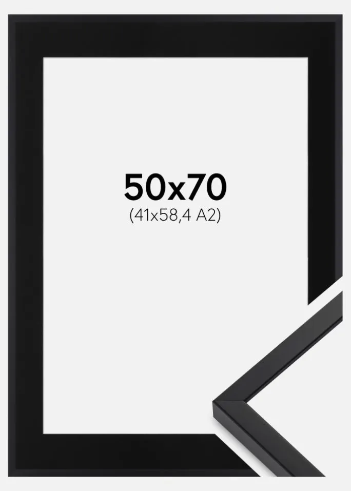 Ramme E-Line Sort 50x70 cm - Passepartout Sort 42x59,4 cm (A2)