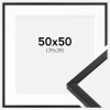 Ramme E-Line Sort 50x50 cm - Passepartout Hvid 40x40 cm