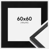 Ramme E-Line Sort 60x60 cm - Passepartout Sort 45x45 cm