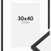Ramme E-Line Sort 30x40 cm - Passepartout Hvid 20x30 cm