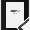 Ramme E-Line Sort 30x40 cm - Passepartout Sort 21x30 cm