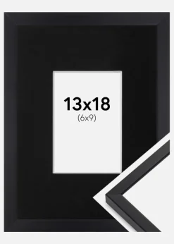 Ramme E-Line Sort 13x18 cm - Passepartout Sort 7x10 cm