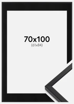 Ramme E-Line Sort 70x100 cm - Passepartout Sort 62x85 cm