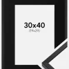 Ramme E-Line Sort 30x40 cm - Passepartout Sort 20x30 cm