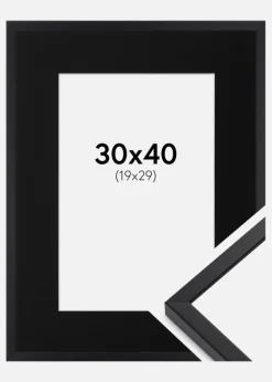 Ramme E-Line Sort 30x40 cm - Passepartout Sort 20x30 cm