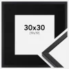 Ramme E-Line Sort 30x30 cm - Passepartout Sort 20x20 cm