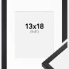 Ramme E-Line Sort 13x18 cm - Passepartout Hvid 10x12 cm