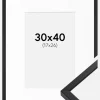 Ramme E-Line Sort 30x40 cm - Passepartout Hvid 18x27 cm