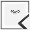 Ramme E-Line Sort 40x40 cm - Passepartout Hvid 32x32 cm