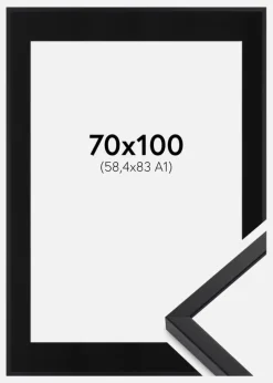 Ramme E-Line Sort 70x100 cm - Passepartout Sort 59,4x84 cm (A1)