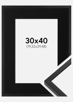 Ramme E-Line Sort 30x40 cm - Passepartout Sort 8x12 inches