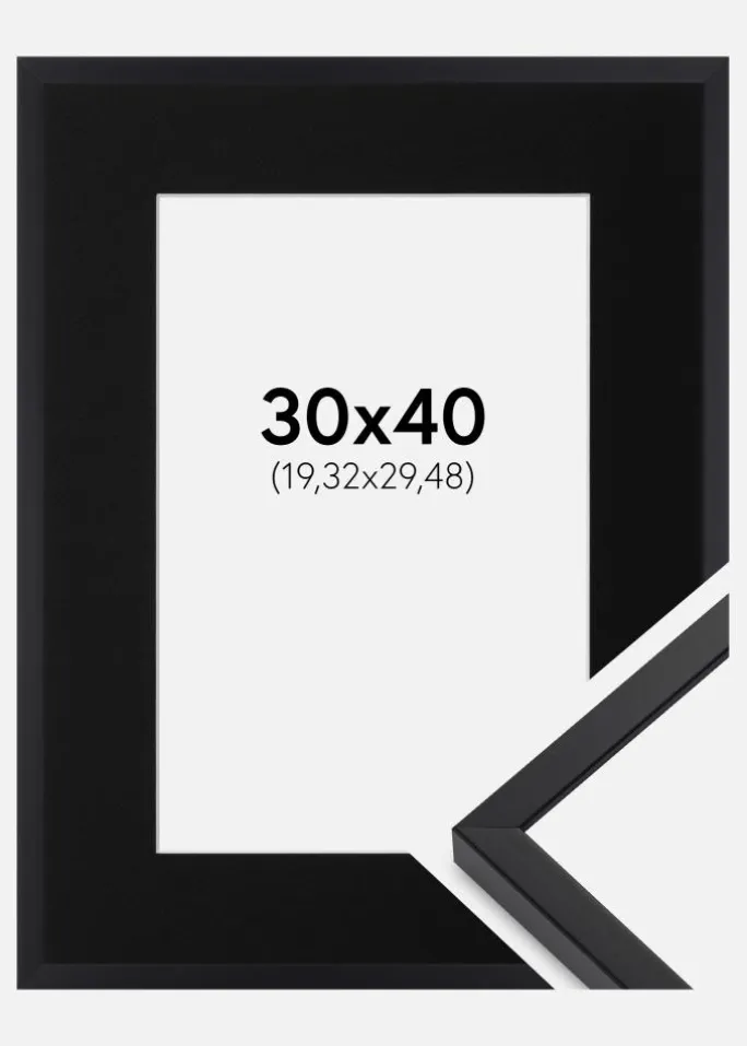 Ramme E-Line Sort 30x40 cm - Passepartout Sort 8x12 inches