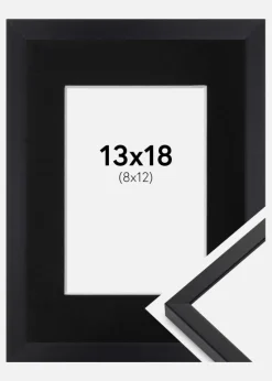 Ramme E-Line Sort 13x18 cm - Passepartout Sort 9x13 cm