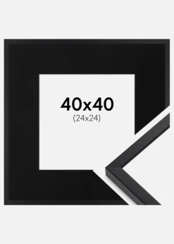 Ramme E-Line Sort 40x40 cm - Passepartout Sort 25x25 cm