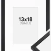 Ramme E-Line Sort 13x18 cm - Passepartout Hvid 3,5x5 inches
