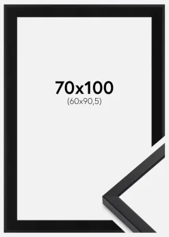 Ramme E-Line Sort 70x100 cm - Passepartout Sort 61x91,5 cm