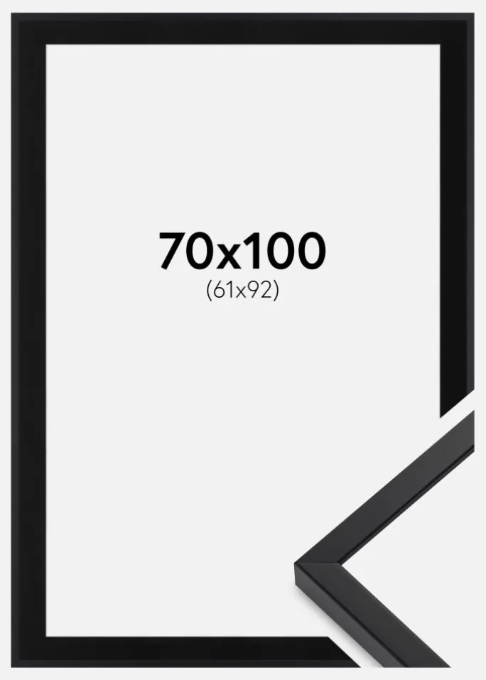 Ramme E-Line Sort 70x100 cm - Passepartout Sort 62x93 cm