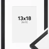 Ramme E-Line Sort 13x18 cm - Passepartout Hvid 9x13 cm
