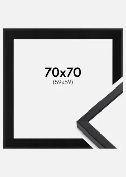 Ramme E-Line Sort 70x70 cm - Passepartout Sort 60x60 cm