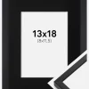 Ramme E-Line Sort 13x18 cm - Passepartout Sort 9x12 cm