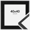 Ramme E-Line Sort 40x40 cm - Passepartout Sort 32x32 cm