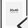 Ramme E-Line Sort 30x40 cm - Passepartout Hvid 21x29,7 cm (A4)