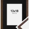 Ramme E-Line Valnød 13x18 cm - Passepartout Sort 9x12 cm