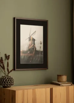 Ramme E-Line Valnød 13x18 cm - Passepartout Sort 9x12 cm