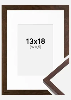 Ramme E-Line Valnød 13x18 cm - Passepartout Hvid 9x12 cm