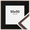 Ramme E-Line Valnød 50x50 cm - Passepartout Sort 35x35 cm