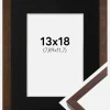 Ramme E-Line Valnød 13x18 cm - Passepartout Sort 3,5x5 inches