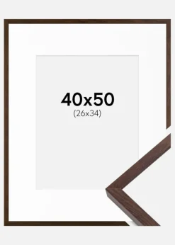 Ramme E-Line Valnød 40x50 cm - Passepartout Hvid 27x35 cm