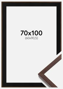 Ramme E-Line Valnød 70x100 cm - Passepartout Sort 61x91,5 cm