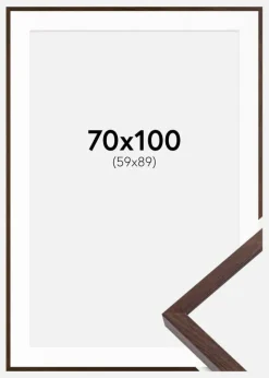 Ramme E-Line Valnød 70x100 cm - Passepartout Hvid 60x90 cm