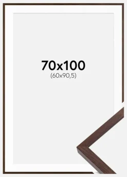 Ramme E-Line Valnød 70x100 cm - Passepartout Hvid 61x91,5 cm