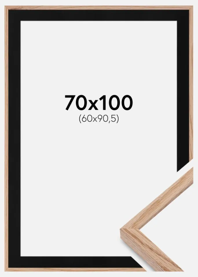 Ramme E-Line Wide Eg 70x100 cm - Passepartout Sort 61x91,5 cm