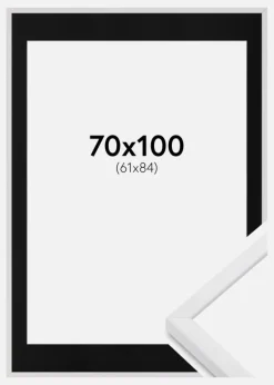 Ramme E-Line Wide Hvid 70x100 cm - Passepartout Sort 62x85 cm