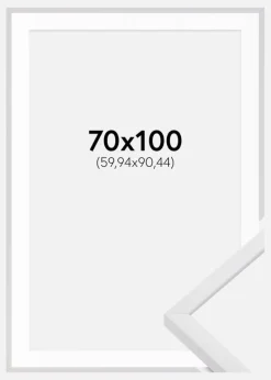 Ramme E-Line Wide Hvid 70x100 cm - Passepartout Hvid 24x36 inches