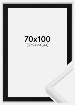 Ramme E-Line Wide Hvid 70x100 cm - Passepartout Sort 24x36 inches