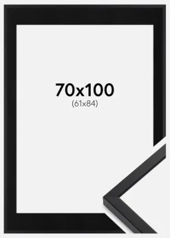 Ramme E-Line Wide Sort 70x100 cm - Passepartout Sort 62x85 cm