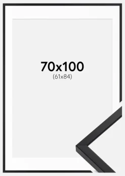 Ramme E-Line Wide Sort 70x100 cm - Passepartout Hvid 62x85 cm