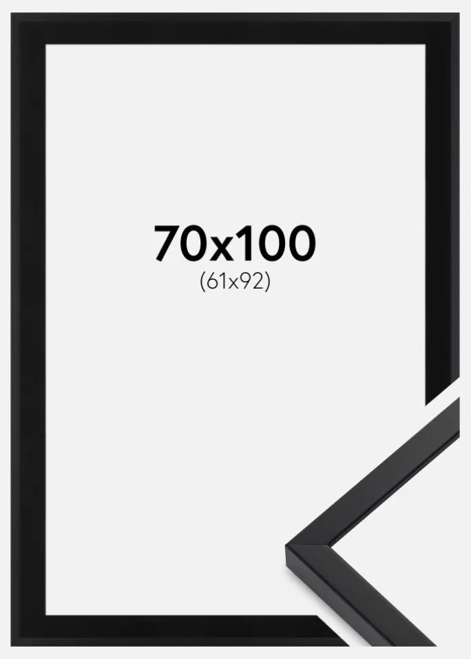 Ramme E-Line Wide Sort 70x100 cm - Passepartout Sort 62x93 cm