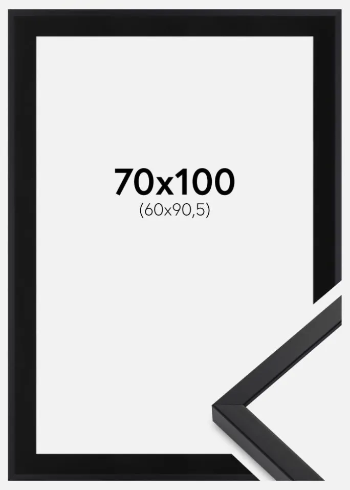 Ramme E-Line Wide Sort 70x100 cm - Passepartout Sort 61x91,5 cm