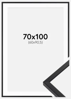 Ramme E-Line Wide Sort 70x100 cm - Passepartout Hvid 61x91,5 cm