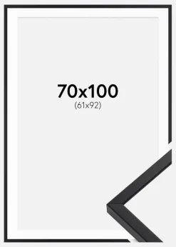 Ramme E-Line Wide Sort 70x100 cm - Passepartout Hvid 62x93 cm