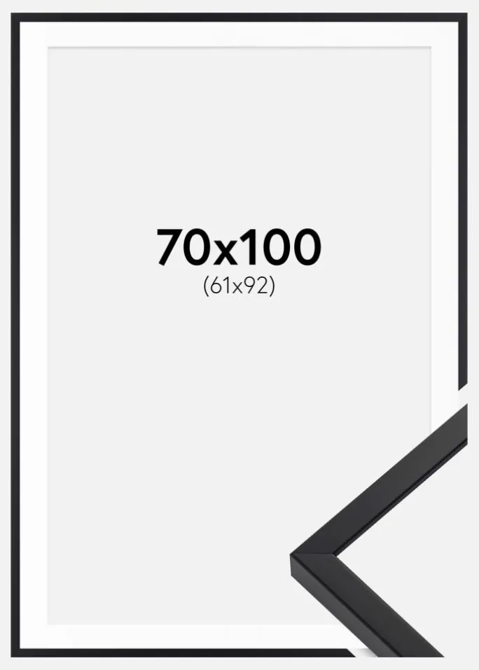 Ramme E-Line Wide Sort 70x100 cm - Passepartout Hvid 62x93 cm
